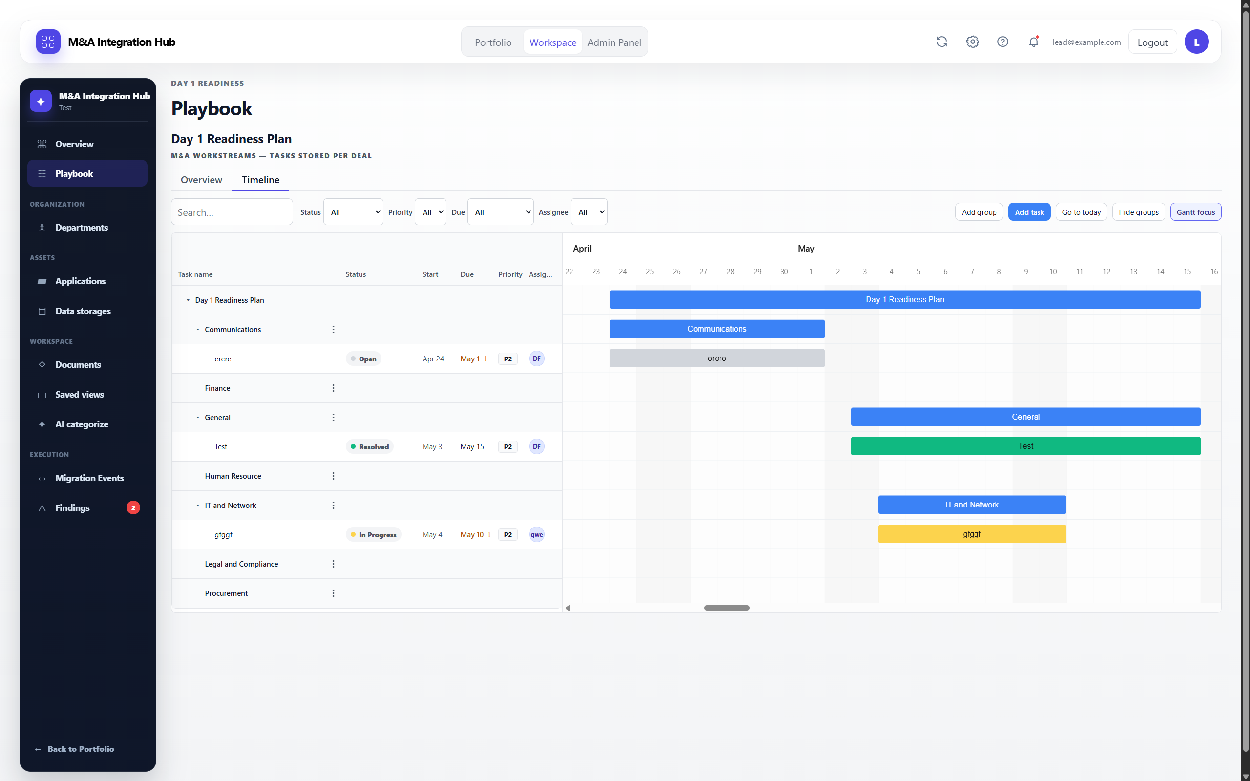 M&AFlow Deal Workspace overview